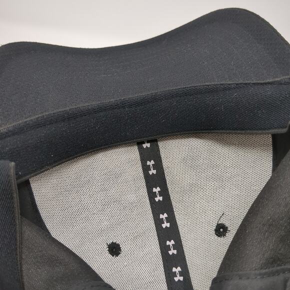 Under Armour Fitted Baseball Cap Black Large Embroidered Vented Holes 6 Panel - Picture 8 of 9